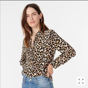 Jcrew sz 12 genuine silk leopard print utility shirt, w two pockets.New